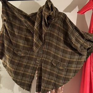 Fall fancy. Wide plaid cape with long scarf. Unique. Rare.